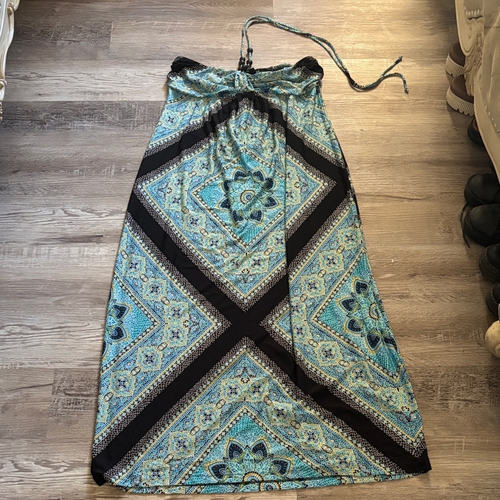 Enfocus Studio Geometric Maxi Halter Dress